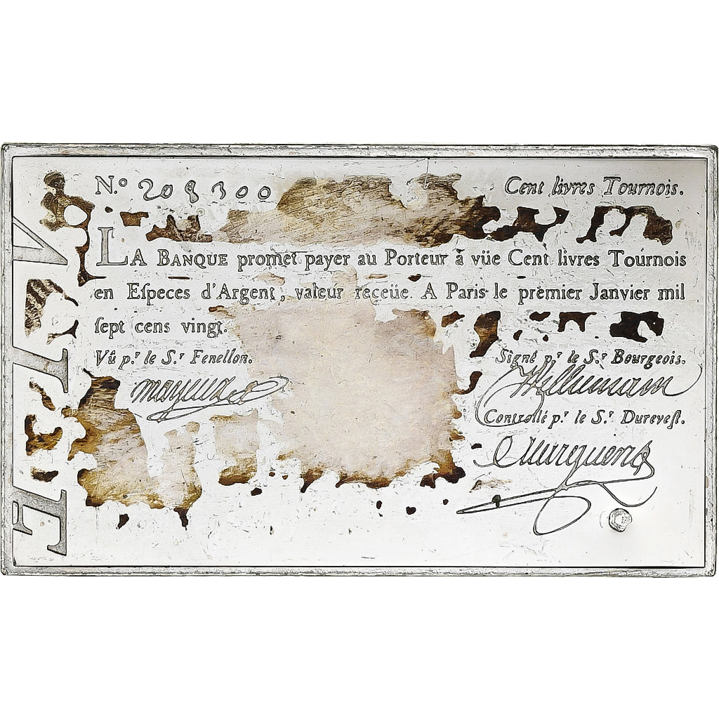 France, Timbre, Cent Livres Tournois, Argent, SPL