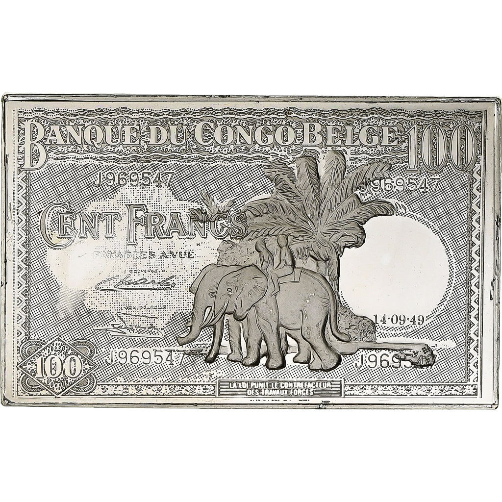 Francia, Timbre, Bank von Belgisch Congo, Honderd Frank, Plata, SC
