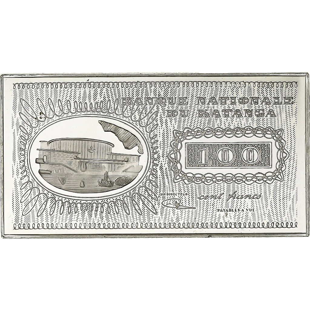France, Timbre, Banque Nationale de Katanga, 100 Francs, Silver, MS(63)