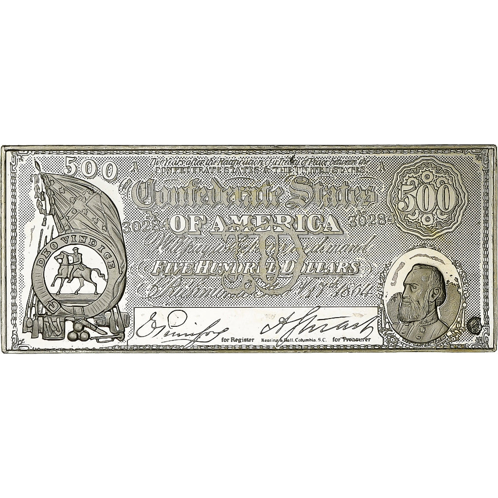 France, Timbre, Confederate States, 500 Dollars, Silver, MS(63)