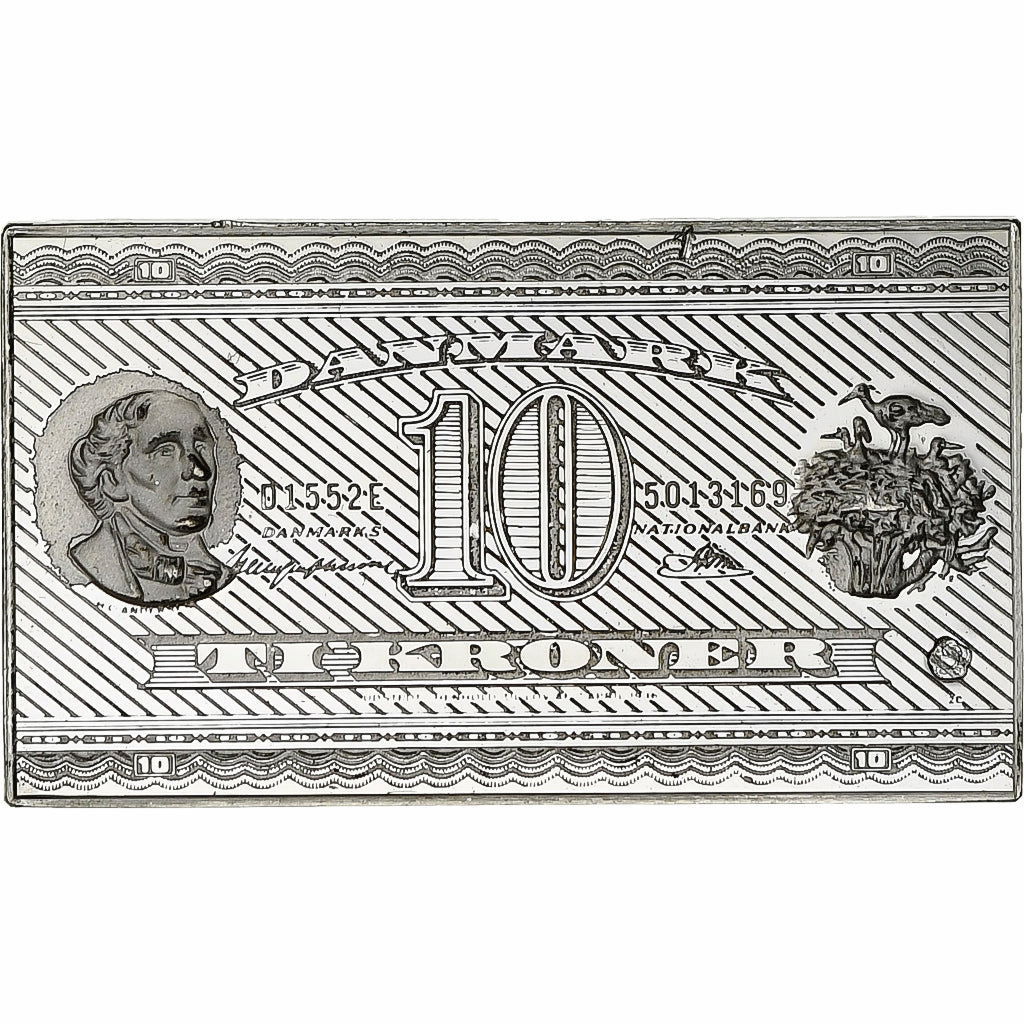 France, Timbre, Danmark, 10 Kroner, Silver, MS(63)