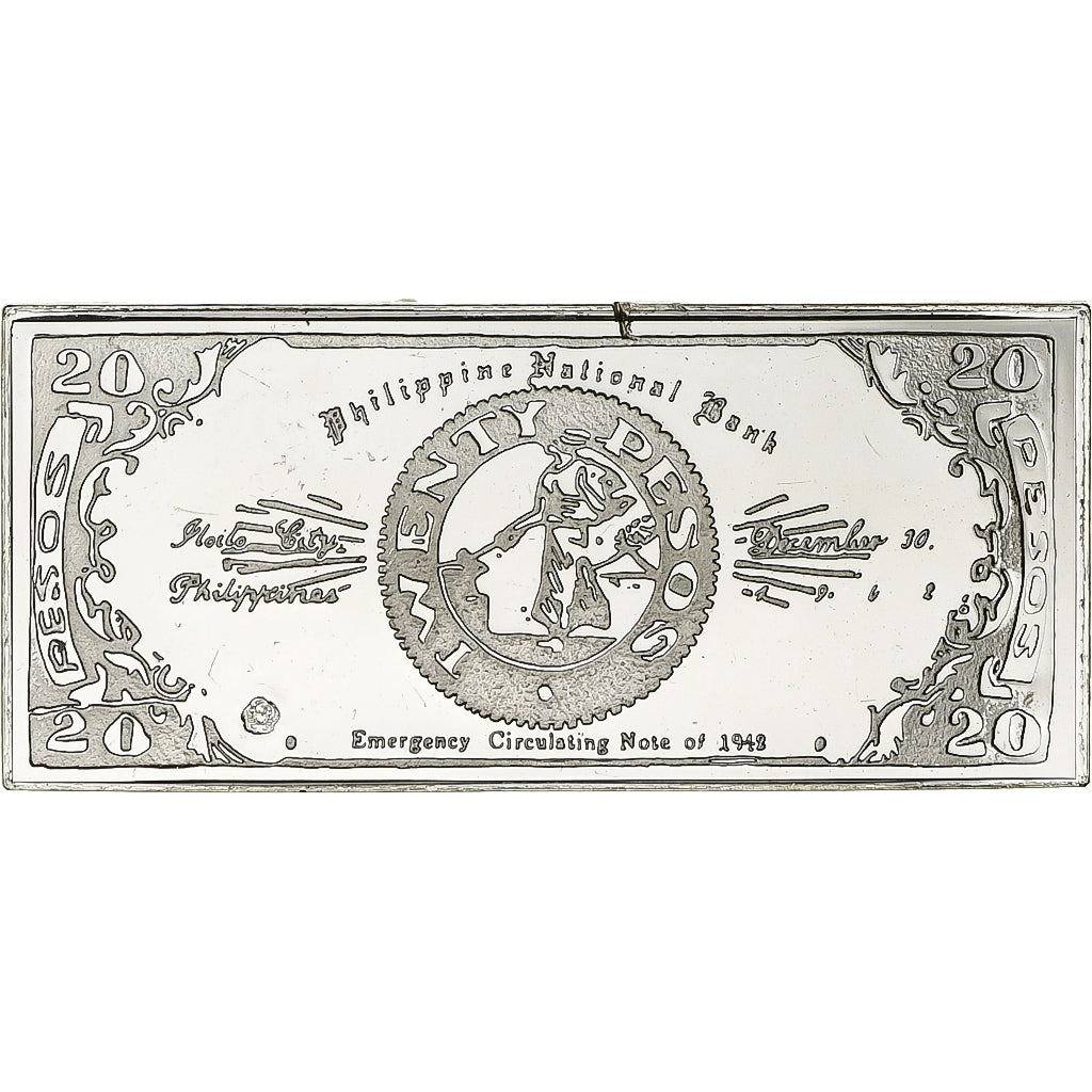 France, Timbre, Philippine National Bank, Twenty Pesos, Silver, MS(63)