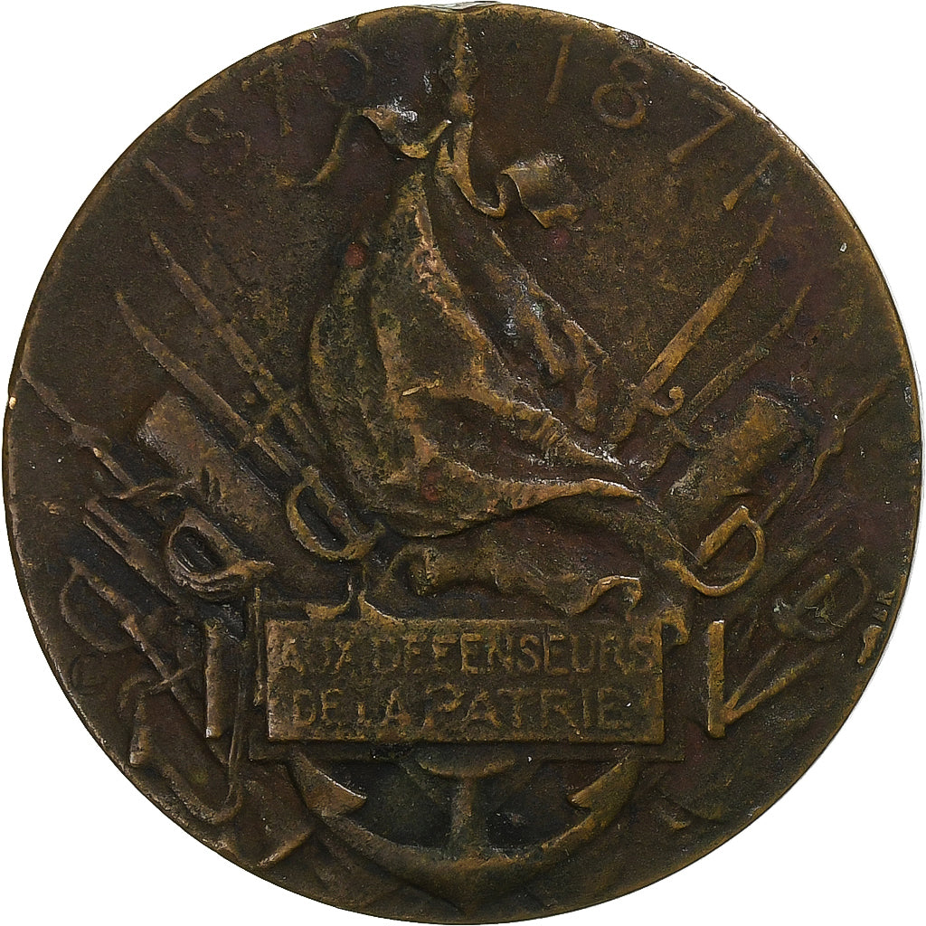 France, Aux Défenseurs de la Patrie, WAR, Medal, 1870-1871, Medium Quality