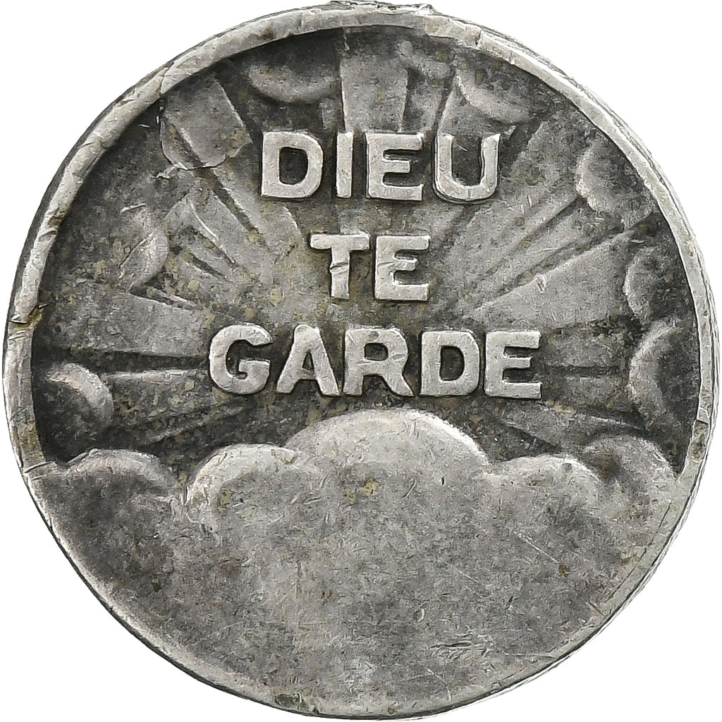 France, Medal, Dieu te Garde, Silvered bronze, Grun, EF(40-45)