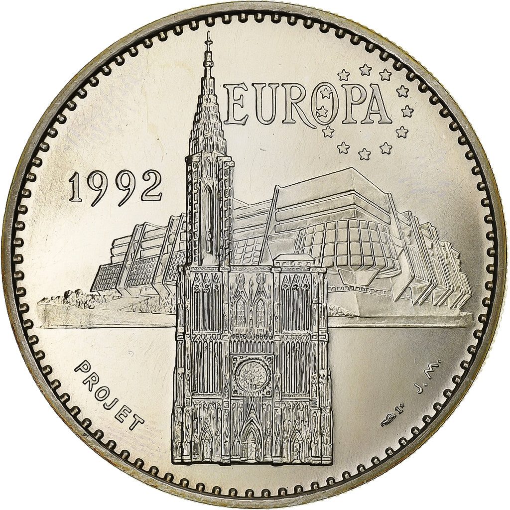 France, Medal, Europa, Projet Strasbourg, 1992, Silver, MS(65-70)