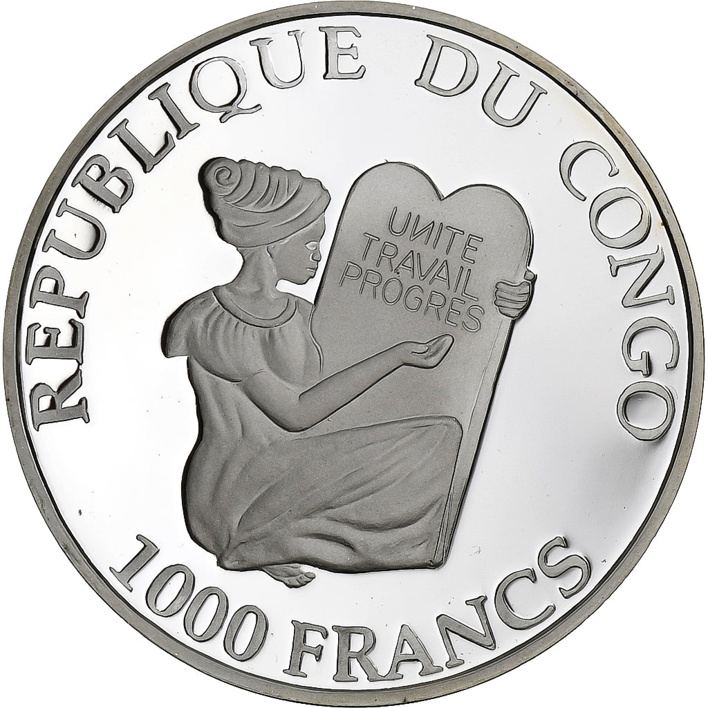 Congo Republic, 1000 Francs, Histoire de l'Aviation, 2001, Silver, MS(65-70)