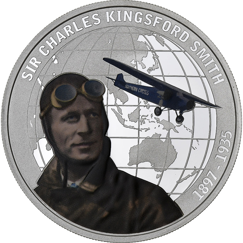 Tuvalu, Elizabeth II, Dollar, Sir Charles Kingsford Smith, 2010, Perth, Proof