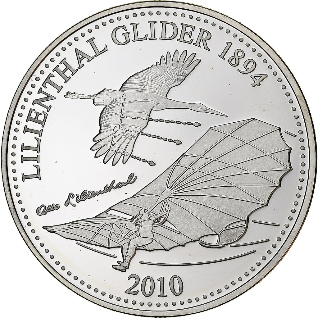 Samoa, 5 Dollars, Lilienthal Glider, 2010, Silver, MS(65-70)