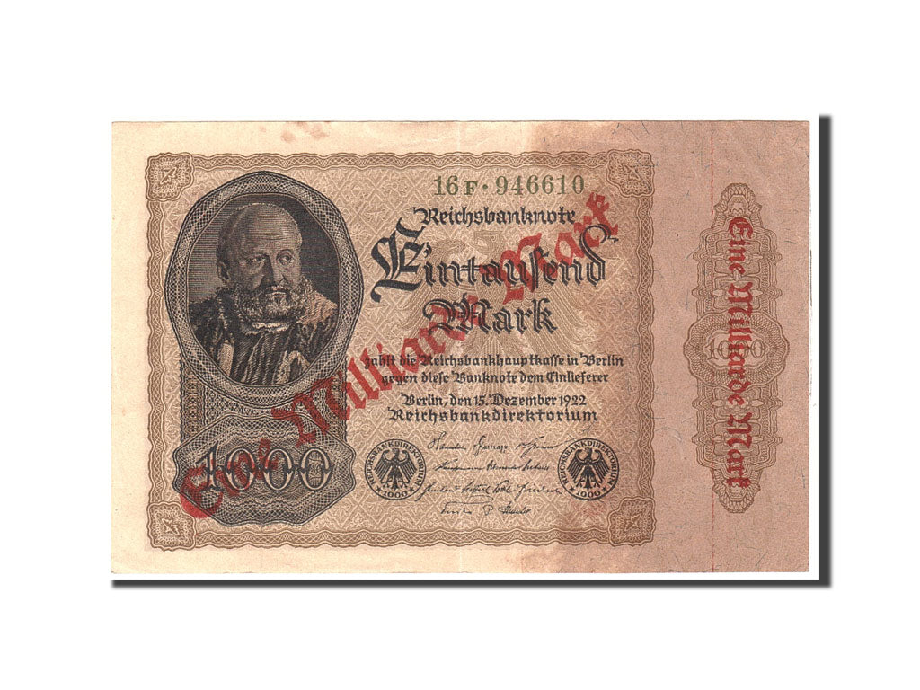Banknote, Germany, 1 Milliarde Mark on 1000 Mark, 1922, 1922-12-15, KM:113a
