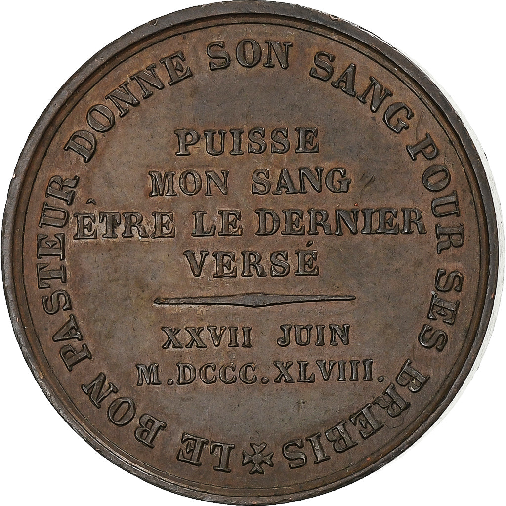 Frankreich, Medaille, Auguste Affre, Archevêque de Paris, 1848, Kupfer, SS+