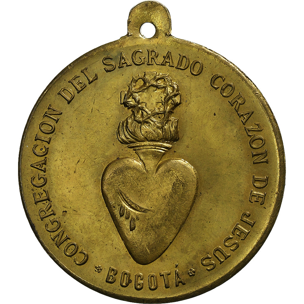 Colombie, Médaille, Congregacion del Sacrado Corazon de Jesus, Laiton, TTB+