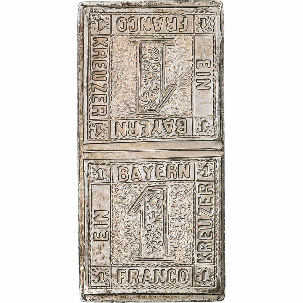 France, Timbre, Ein Kreuzer Bayern, Argent, SUP