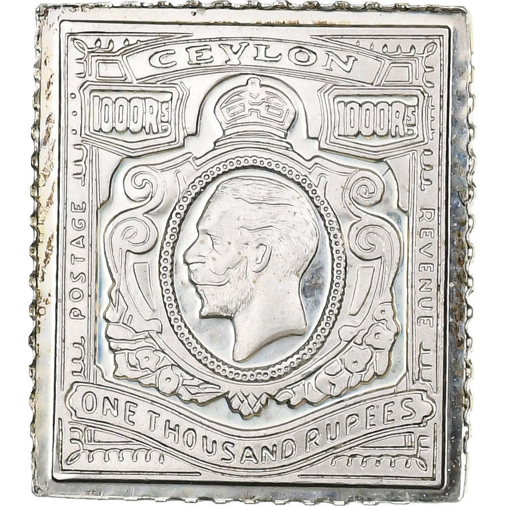 France, Timbre, Ceylon, 1000 Rupees, Argent, SUP