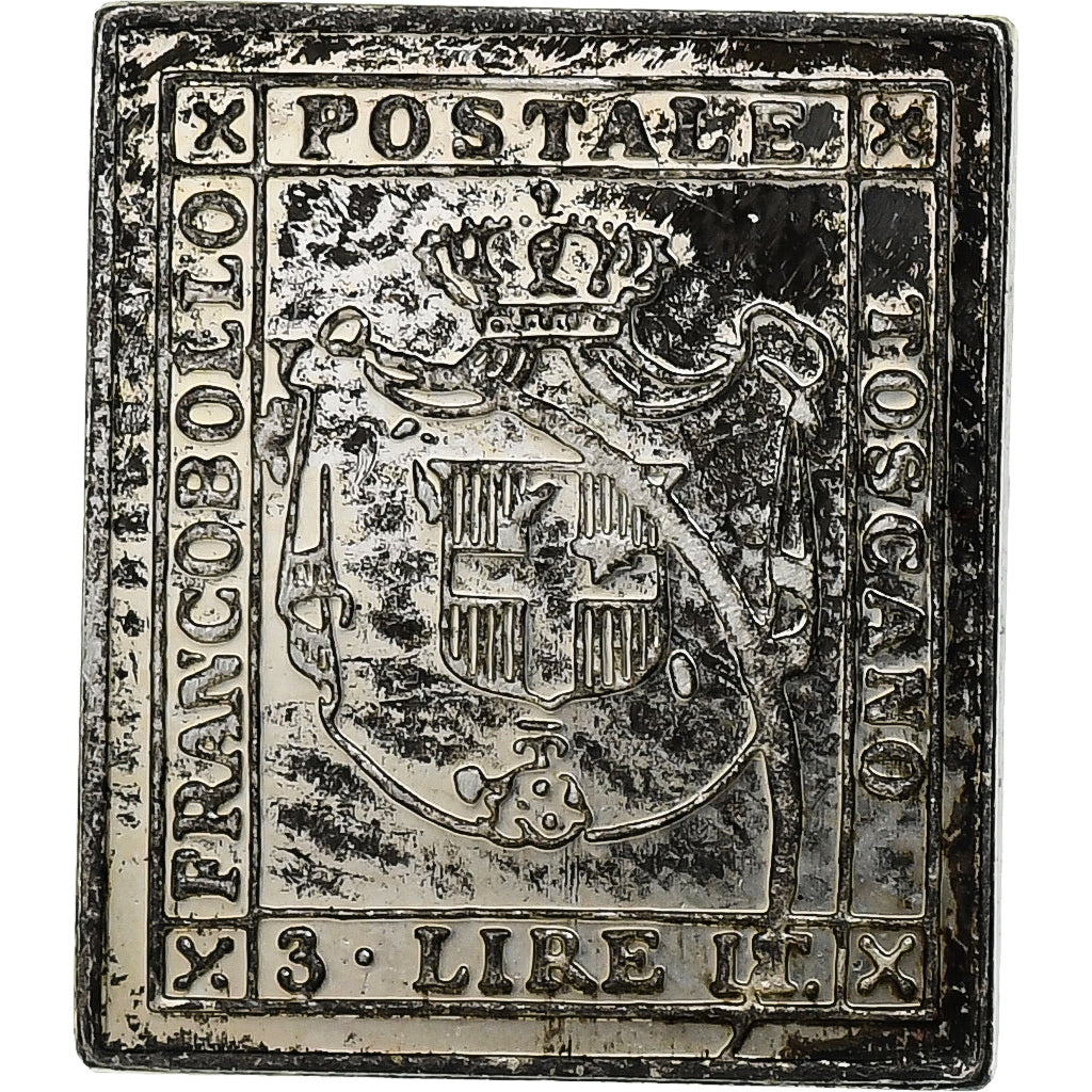 Francia, Timbre, Italian States Tuscany, 3 Lire, Plata, EBC