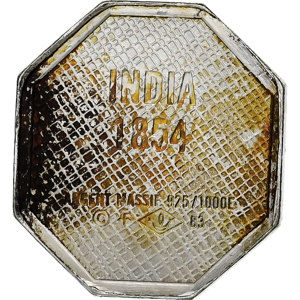 France, Timbre, India, Four Annas, Argent, SUP