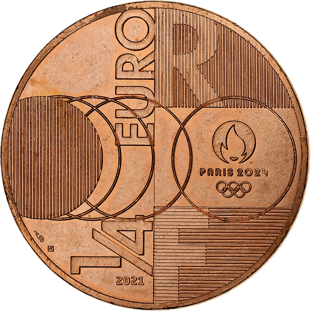 France, 1/4 Euro, Sport Handover Tokyo-Paris, 2021, Paris, Copper, MS(63)