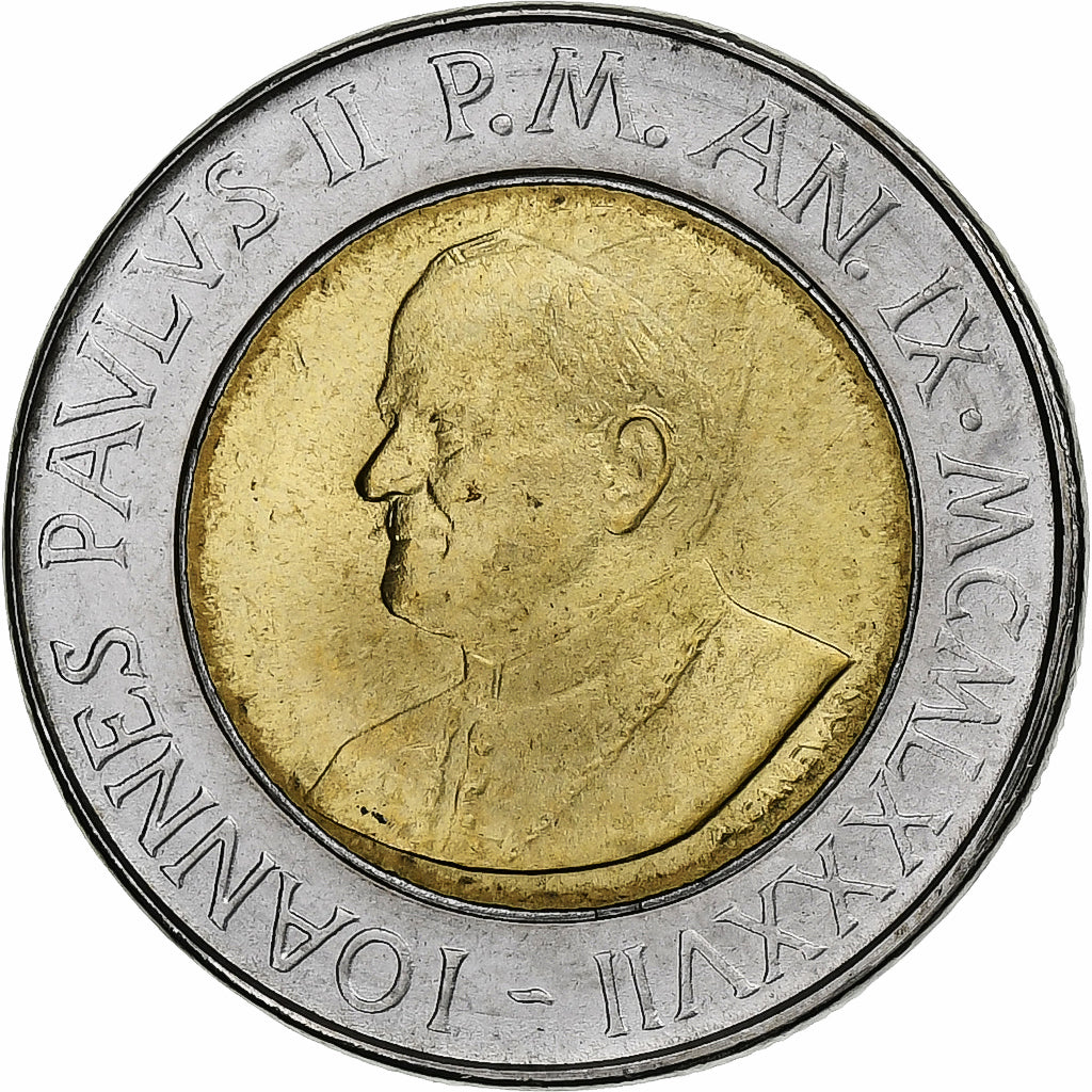 Cité du Vatican, John Paul II, 500 Lire, 1987, FDC, Bimétallique, FDC, KM:204