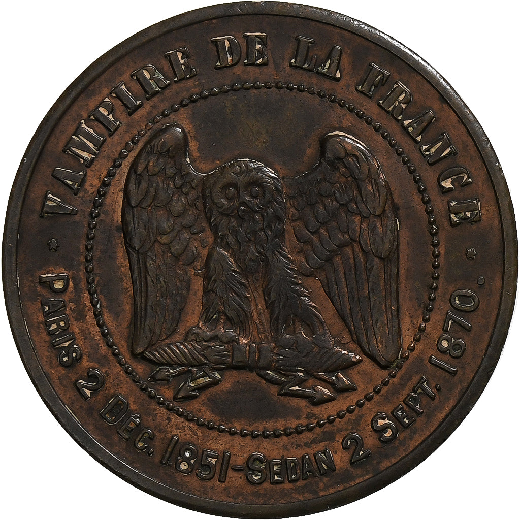 Frankreich, 10 Centimes, 1870, Sedan, Satirique, Bronze, SS+