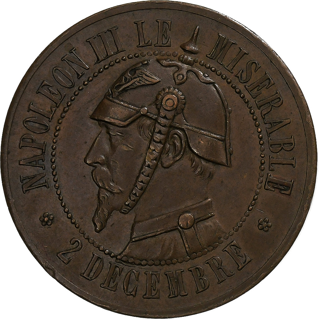 Frankreich, 10 Centimes, 1870, Sedan, Satirique, Bronze, SS+