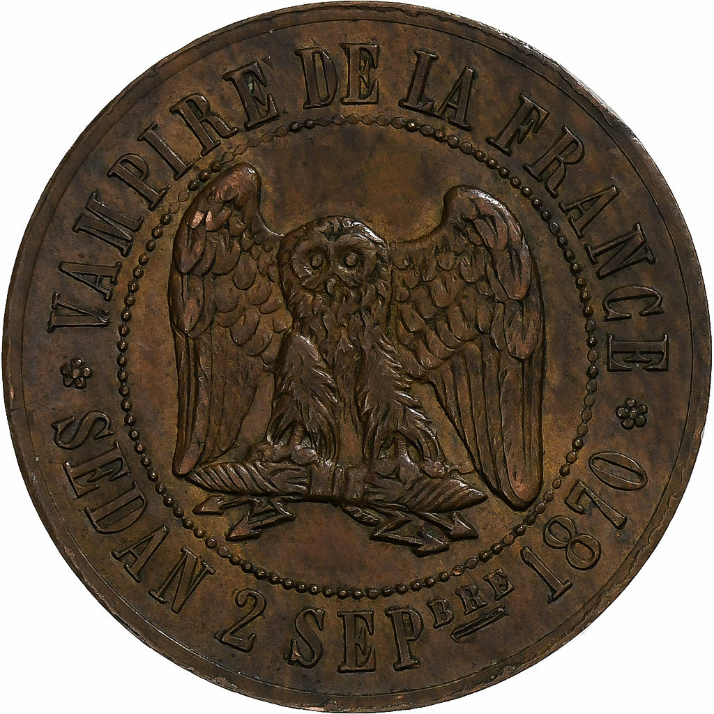 Frankreich, 10 Centimes, 1870, Sedan, Satirique, Bronze, SS+