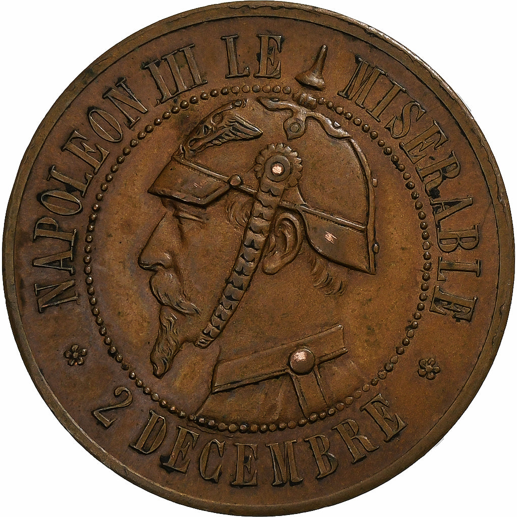 Frankreich, 10 Centimes, 1870, Sedan, Satirique, Bronze, SS