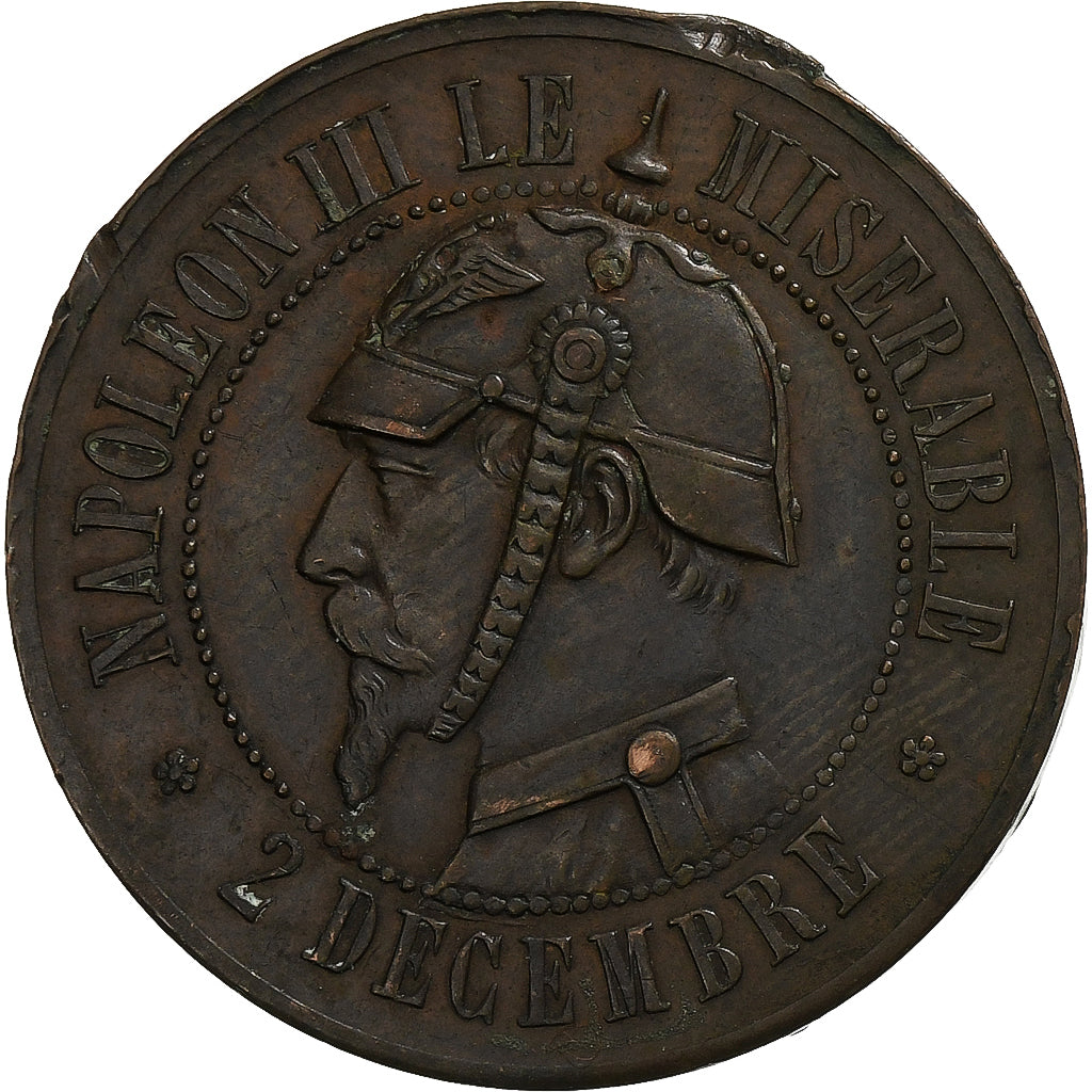 Frankreich, 10 Centimes, 1870, Sedan, Satirique, Bronze, S+