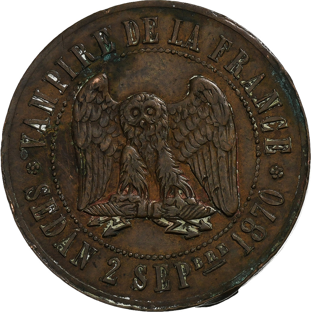 Frankreich, 10 Centimes, 1870, Sedan, Satirique, Bronze, S+