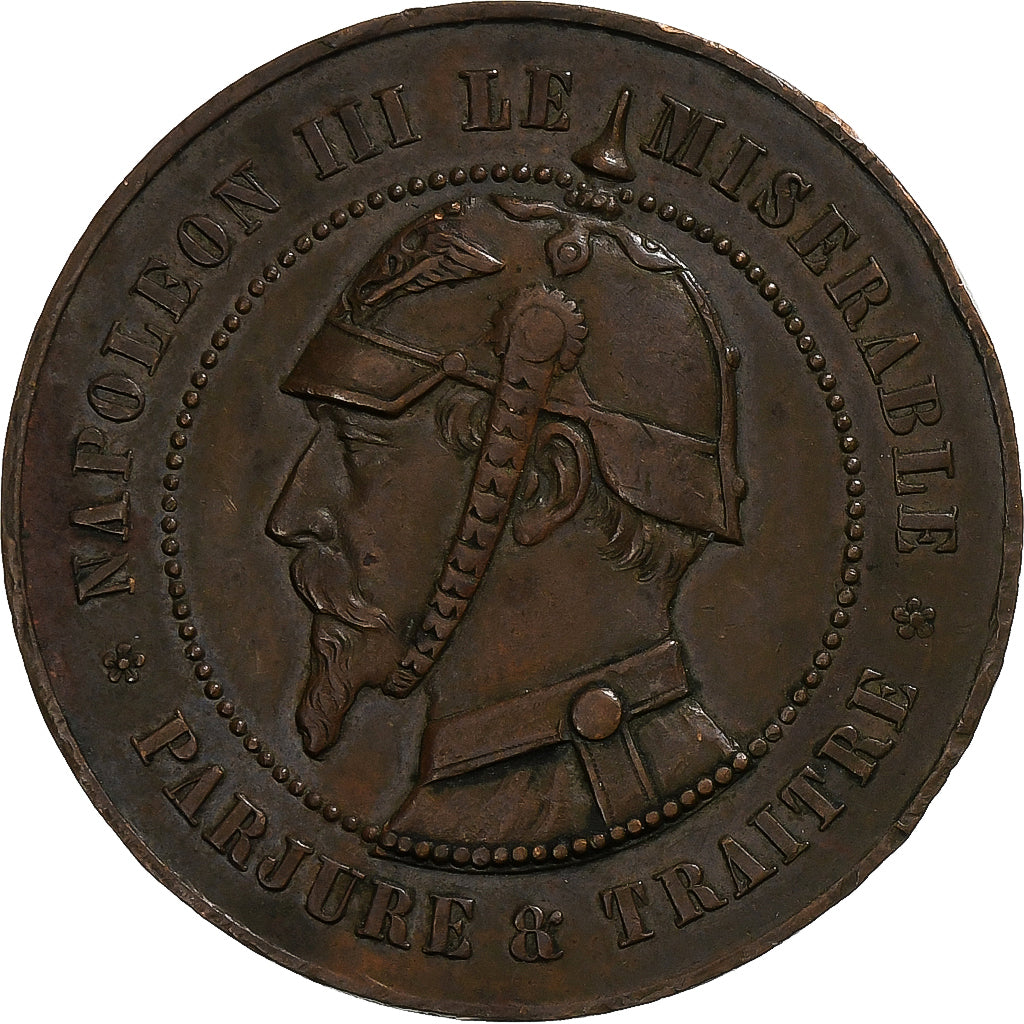 France, Napoleon III, 10 Centimes, Sedan, 1870, Satirique, Bronze, EF(40-45)