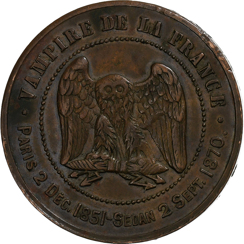 France, Napoleon III, 10 Centimes, Sedan, 1870, Satirique, Bronze, EF(40-45)