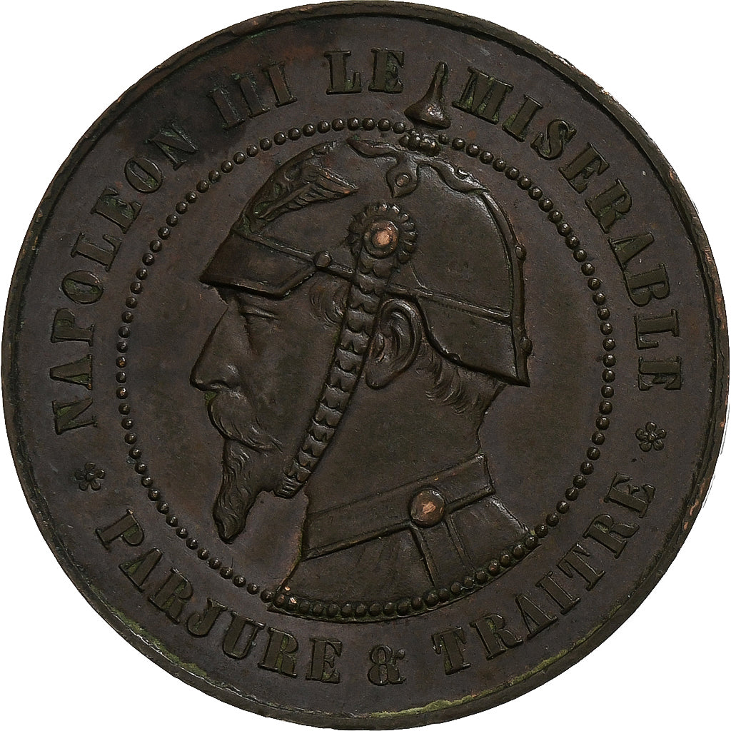 Frankreich, Napoleon III, 10 Centimes, Sedan, 1870, Satirique, Bronze, SS