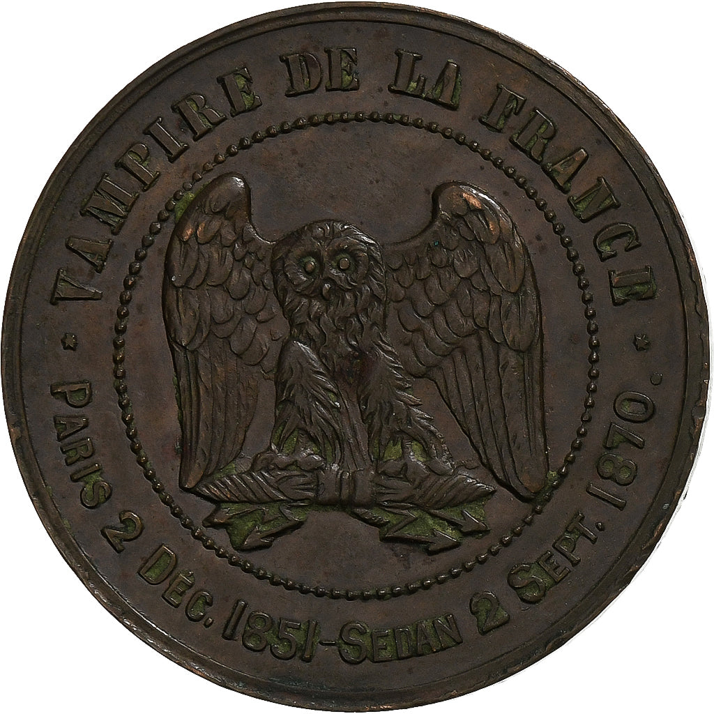 Frankreich, Napoleon III, 10 Centimes, Sedan, 1870, Satirique, Bronze, SS