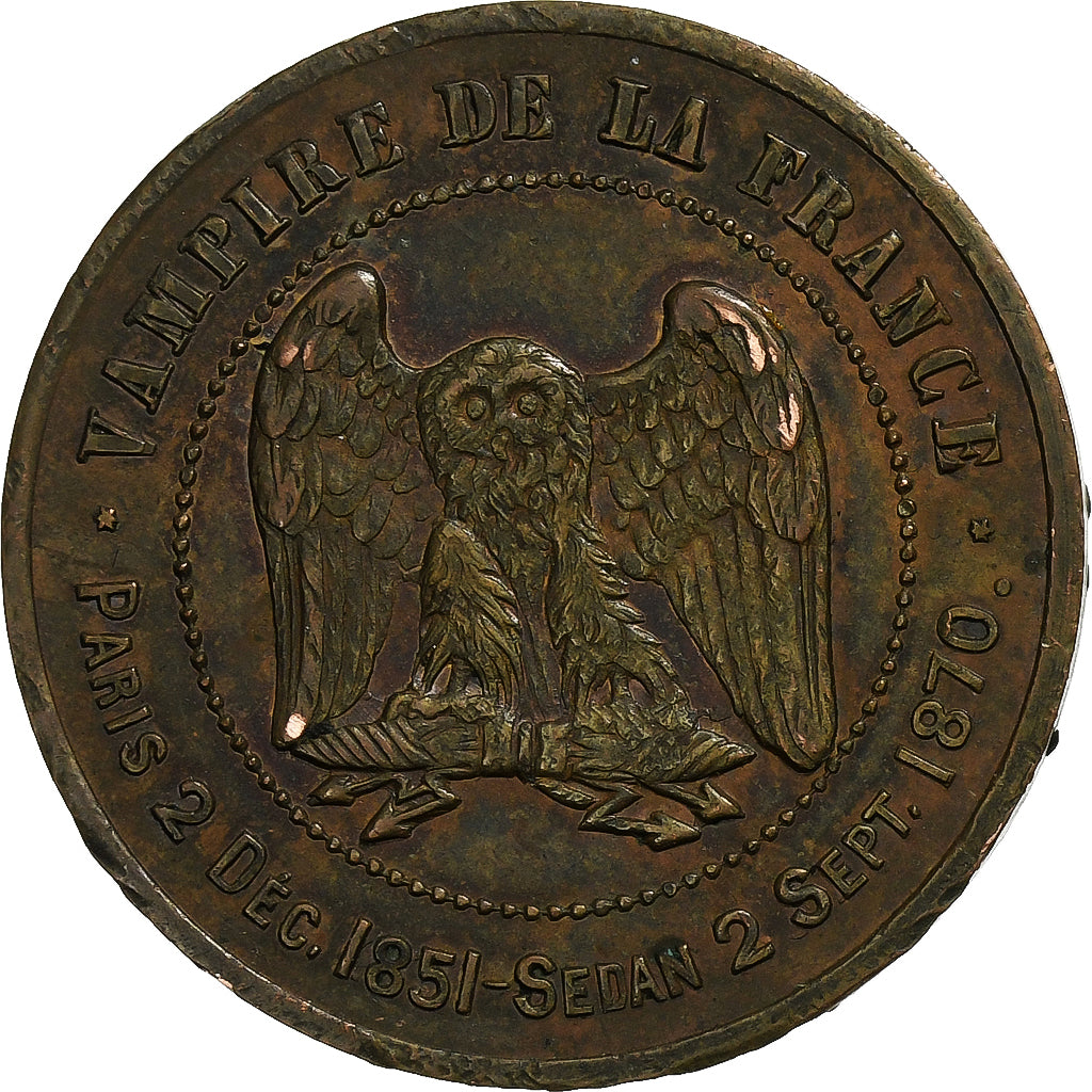 Francja, 10 Centimes, Napoléon III, 1870, Satyryczne, Brązowy, EF(40-45)