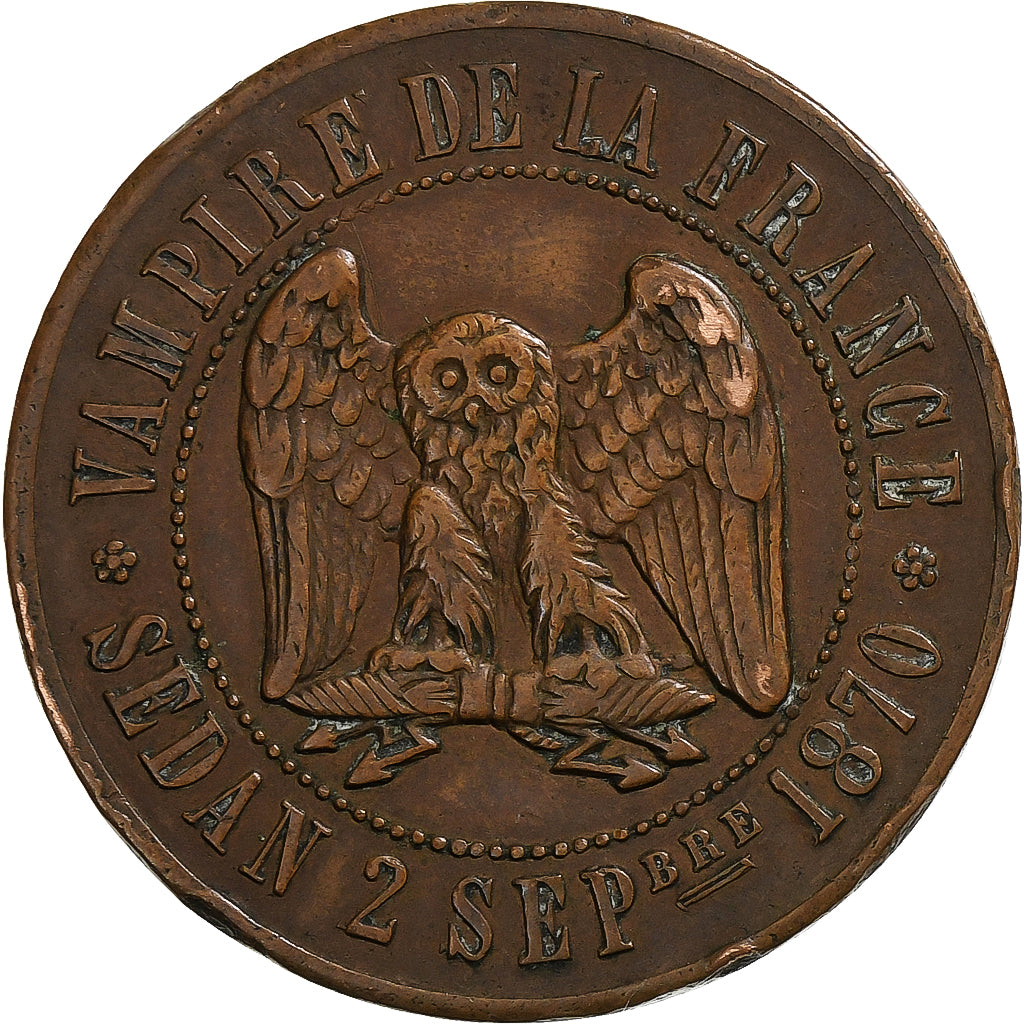 Frankreich, 10 Centimes, Napoléon III, Sedan, 1870, Satirique, Bronze, S+