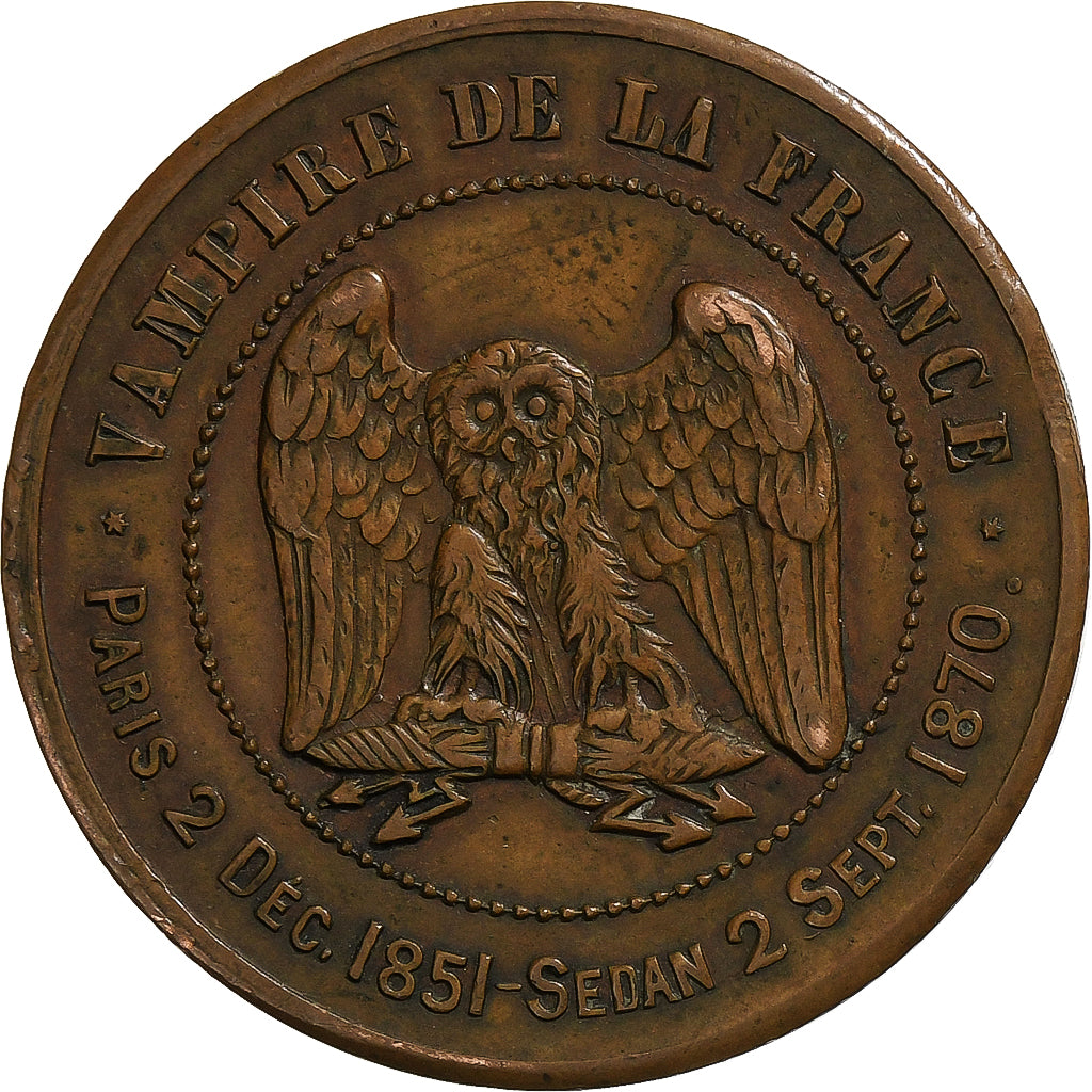 Francia, 10 Centimes, Napoléon III, Sedan, 1870, Satirique, Bronzo, MB+