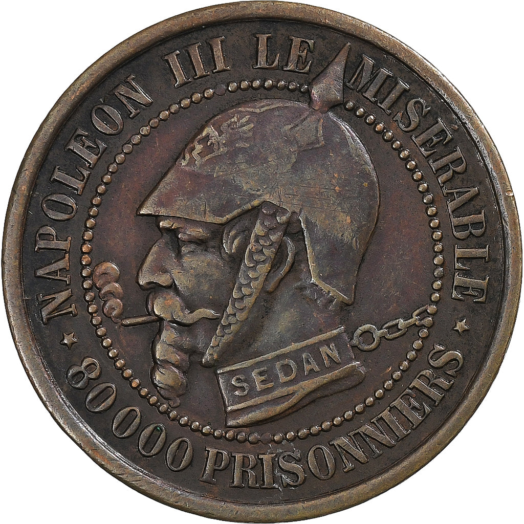 Frankrijk, Napoleon III, Module de 5 Centimes, 1870, Paris, Satirique, Bronzen