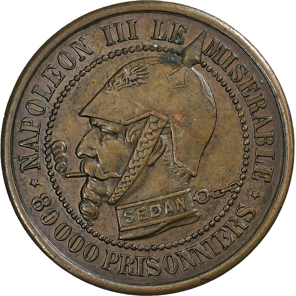 France, Napoleon III, Module de 5 Centimes, 1870, Paris, Satirique, Bronze
