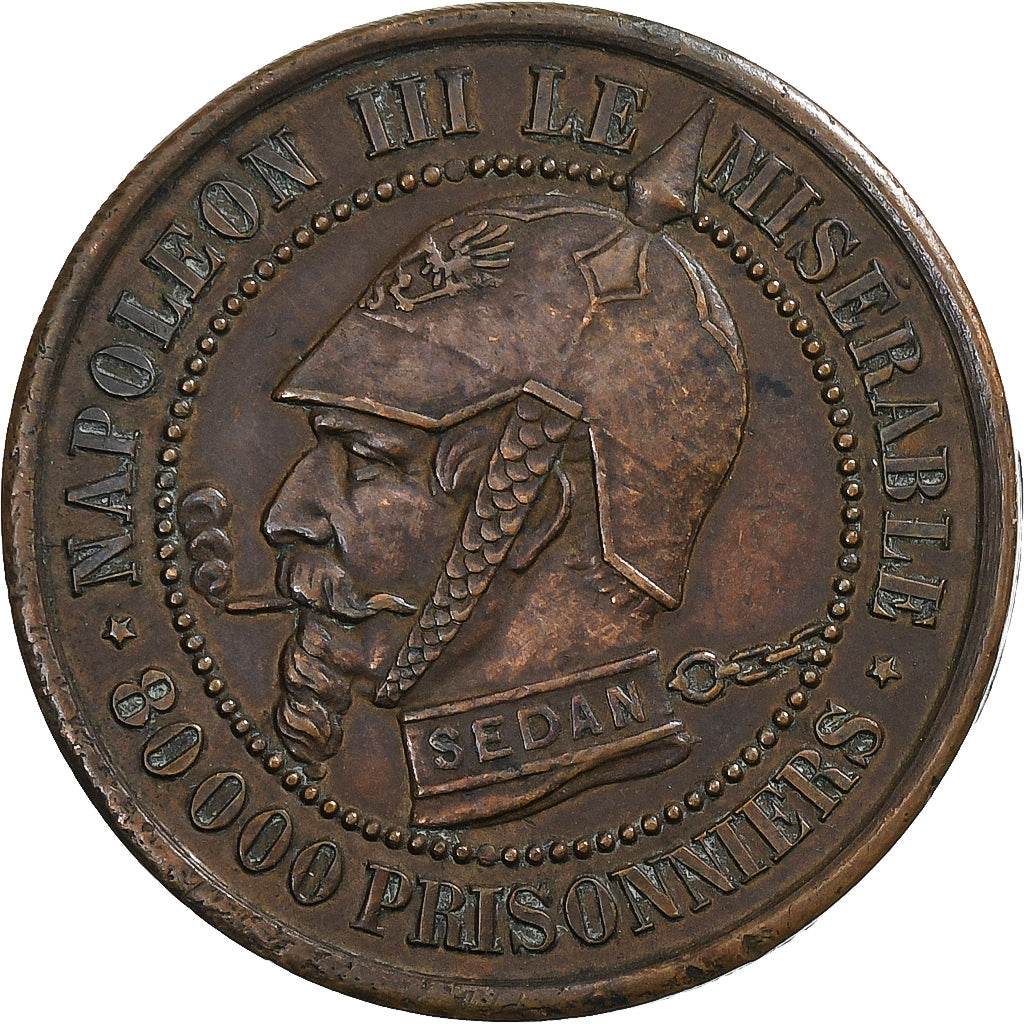 France, Napoleon III, Module de 5 Centimes, 1870, Paris, Satirique, Bronze