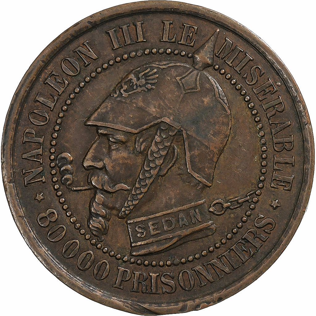 Frankrijk, Napoleon III, Module de 5 Centimes, 1870, Paris, Satirique, Bronzen