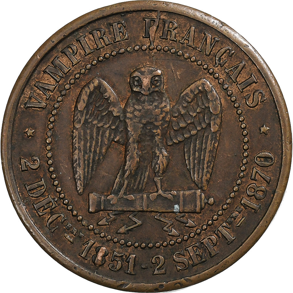 Frankrijk, Napoleon III, Module de 5 Centimes, 1870, Paris, Satirique, Bronzen