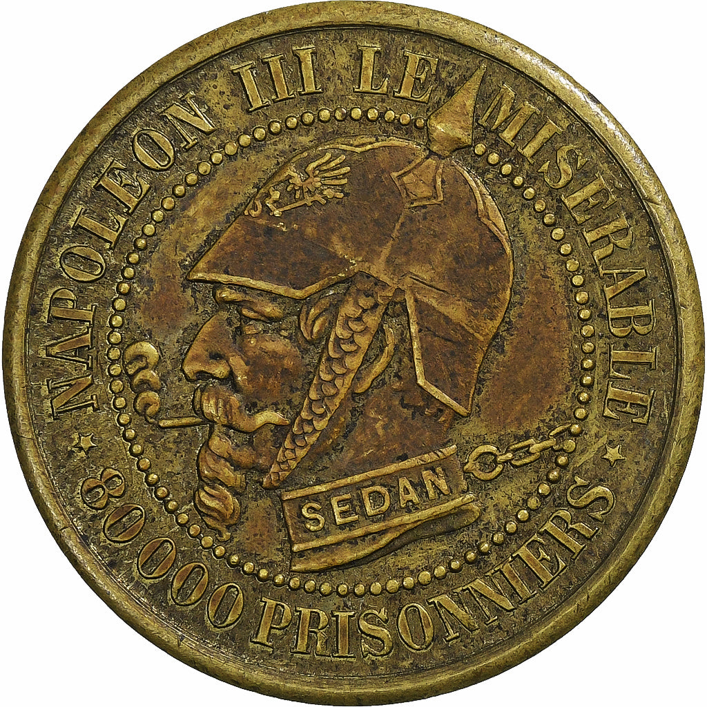 Frankreich, Napoleon III, Module de 5 Centimes, 1870, Paris, Satirique, Bronze