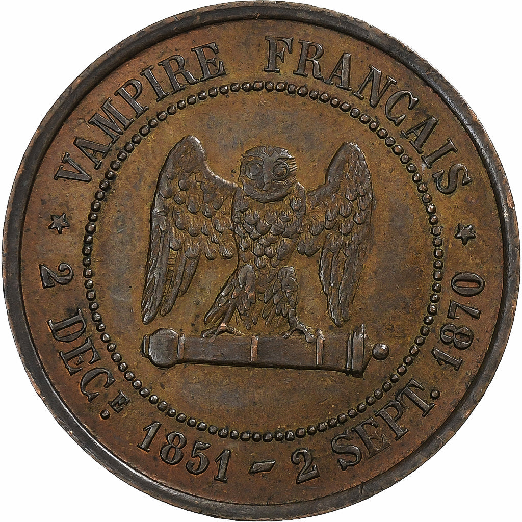 France, Napoléon III, 5 Centimes, 1870, Paris, Satirique, Bronze, TTB+