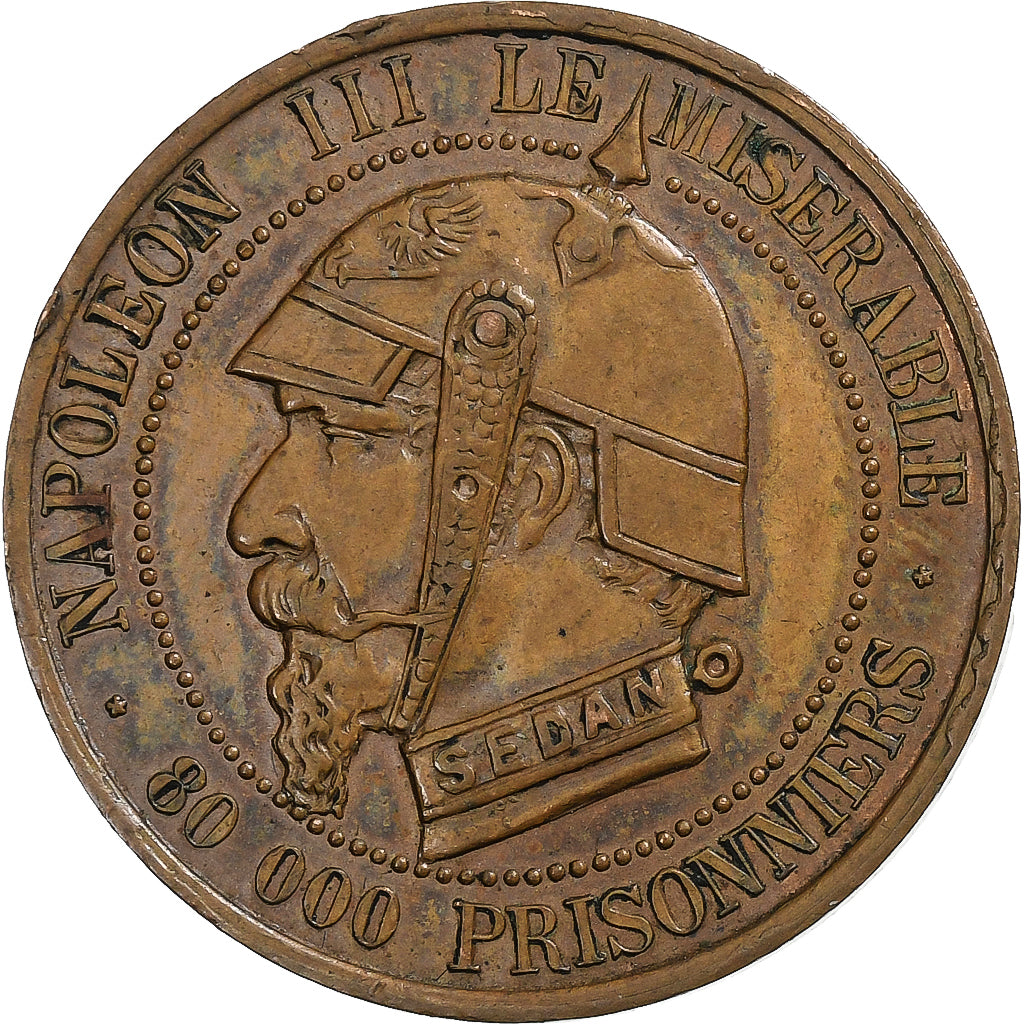 France, Napoleon III, 5 Centimes, 1870, Paris, Satirique, Bronze, AU(50-53)