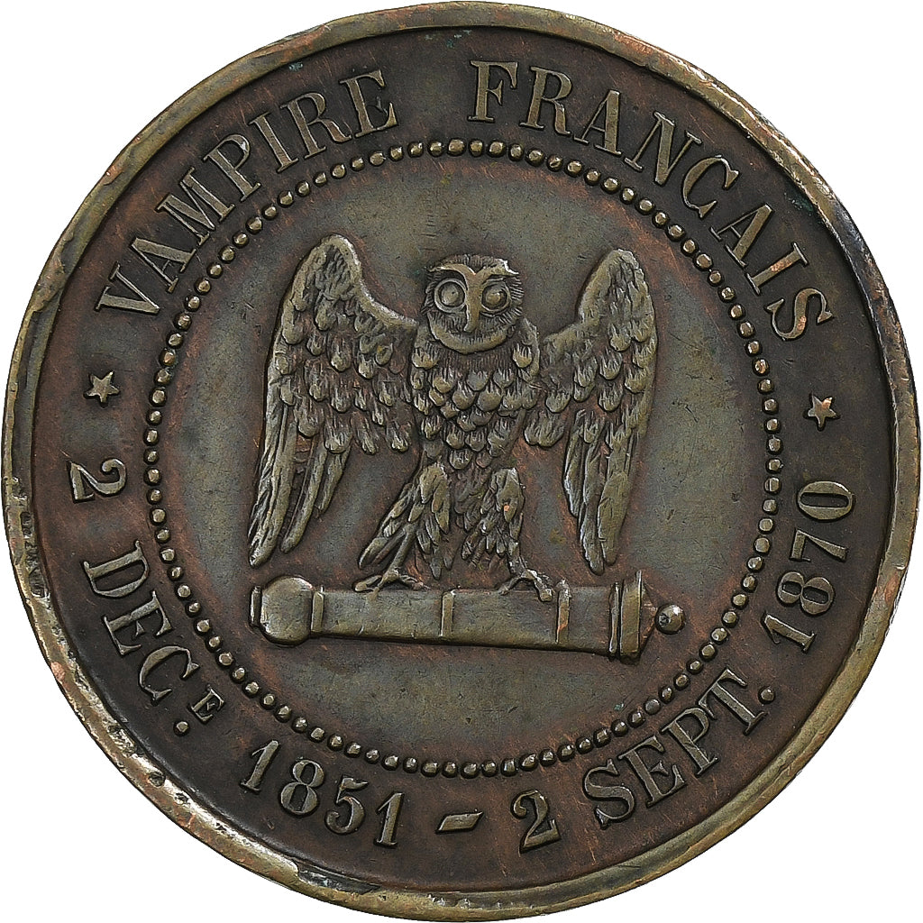 France, Napoleon III, 5 Centimes, 1870, Paris, Satirique, Bronze, EF(40-45)