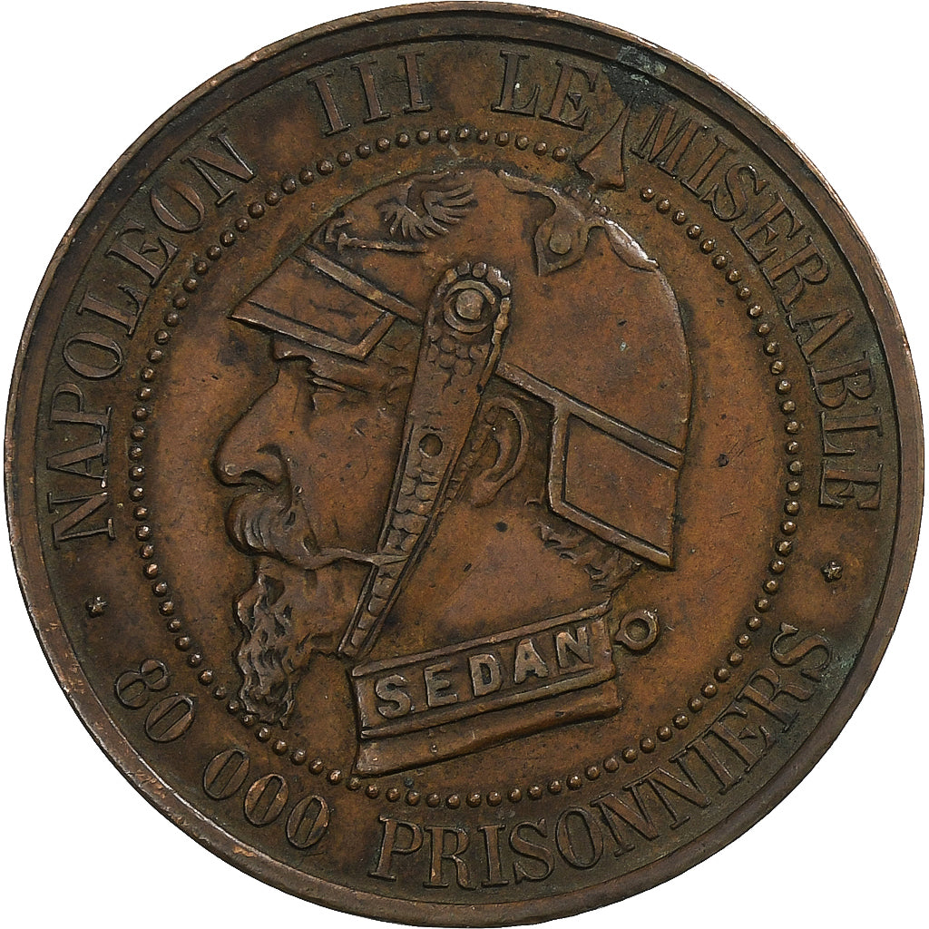 Francia, Napoleon III, 5 Centimes, 1870, Paris, Satirique, Bronce, MBC