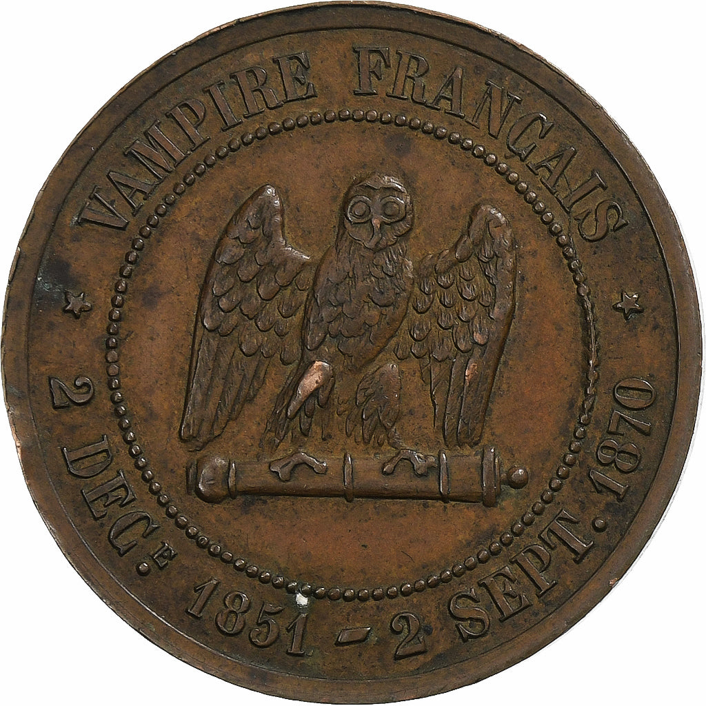 Francia, Napoleon III, 5 Centimes, 1870, Paris, Satirique, Bronce, MBC