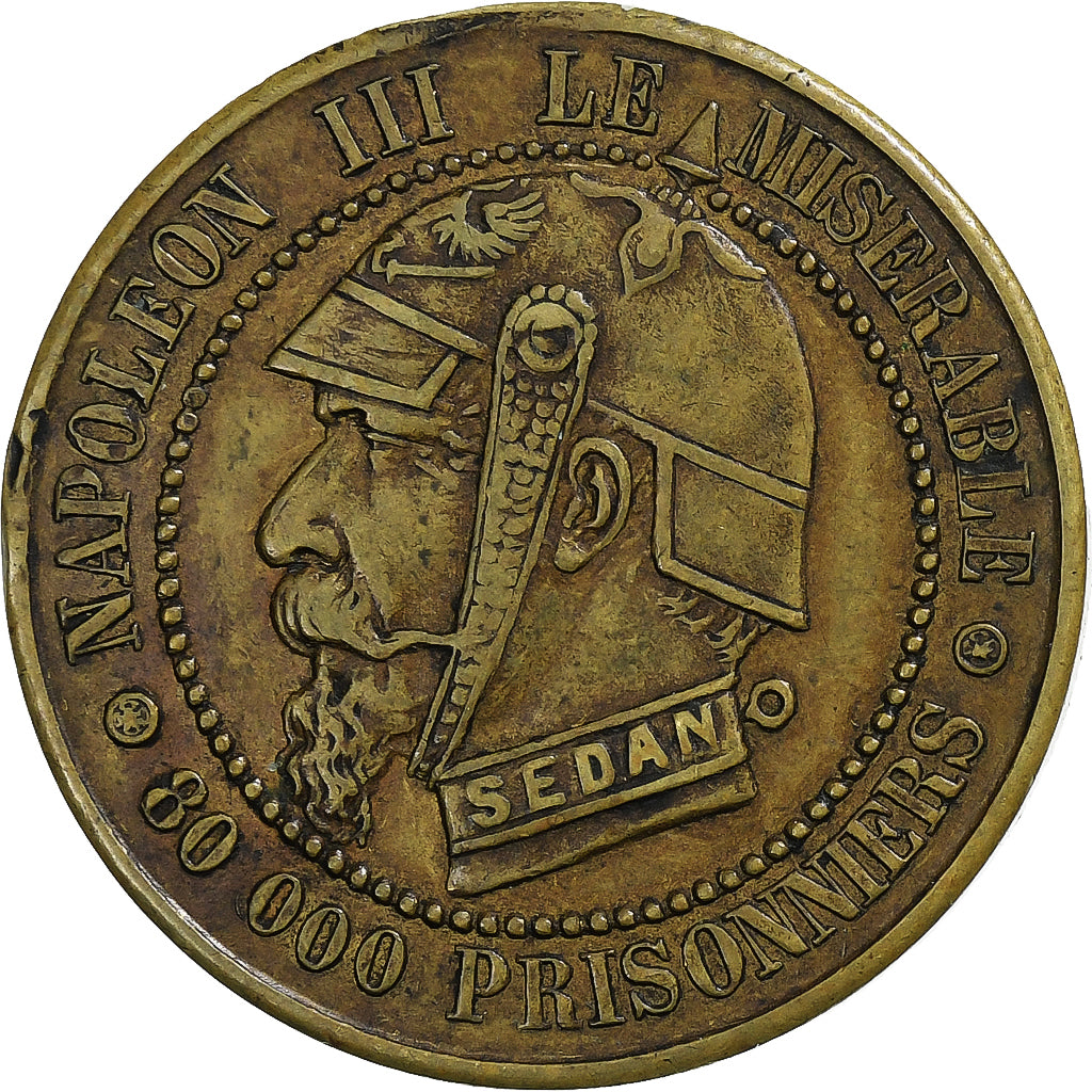 Francia, Napoleon III, 5 Centimes, 1870, Paris, Satirique, Bronzo, BB