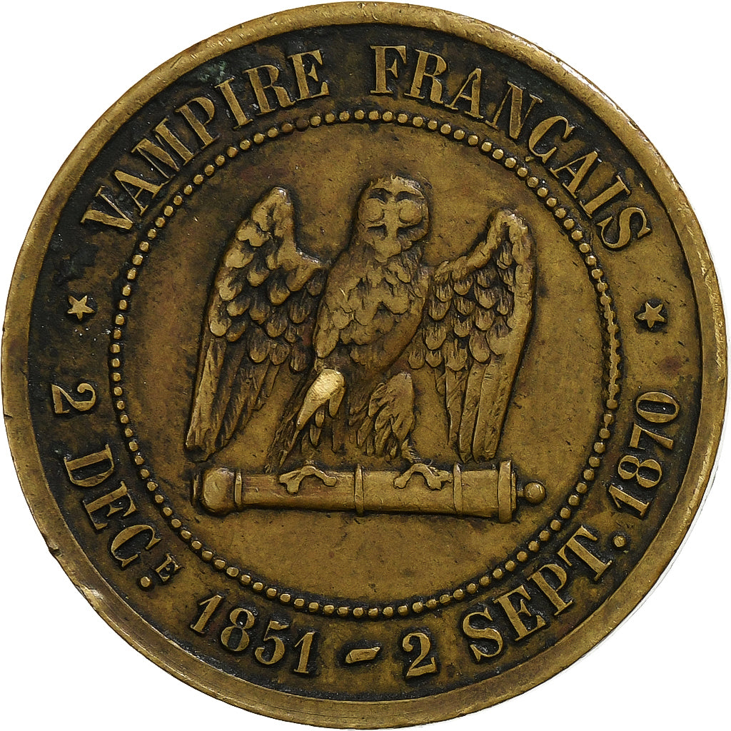 Frankrijk, Napoleon III, 5 Centimes, 1870, Paris, Satirique, Bronzen, ZF