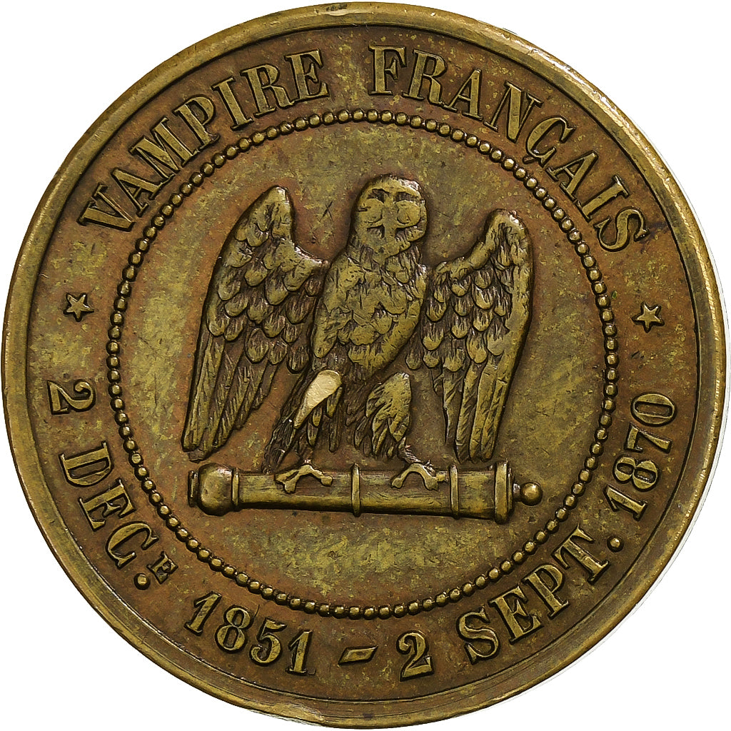 France, Napoleon III, 5 Centimes, 1870, Paris, Satirique, Bronze, EF(40-45)