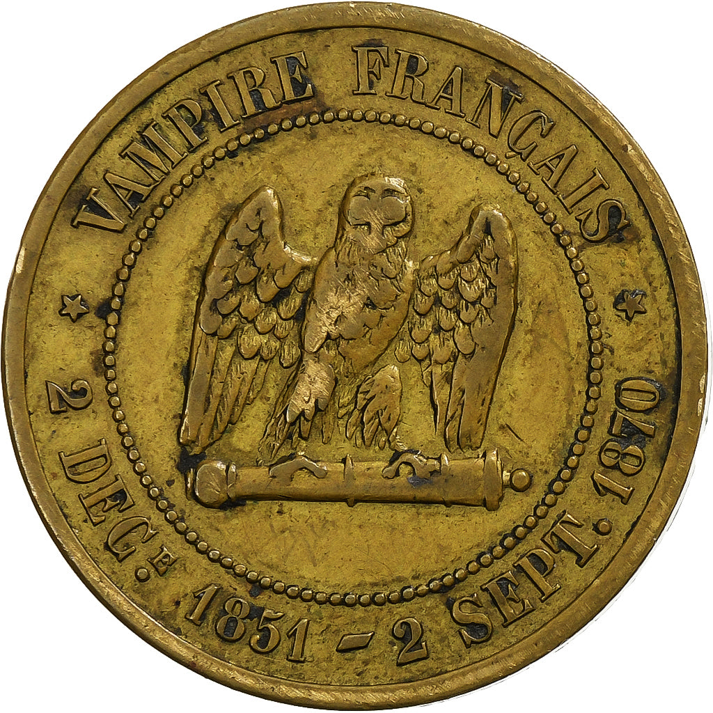 France, Napoleon III, 5 Centimes, 1870, Paris, Satirique, Bronze, VF(30-35)