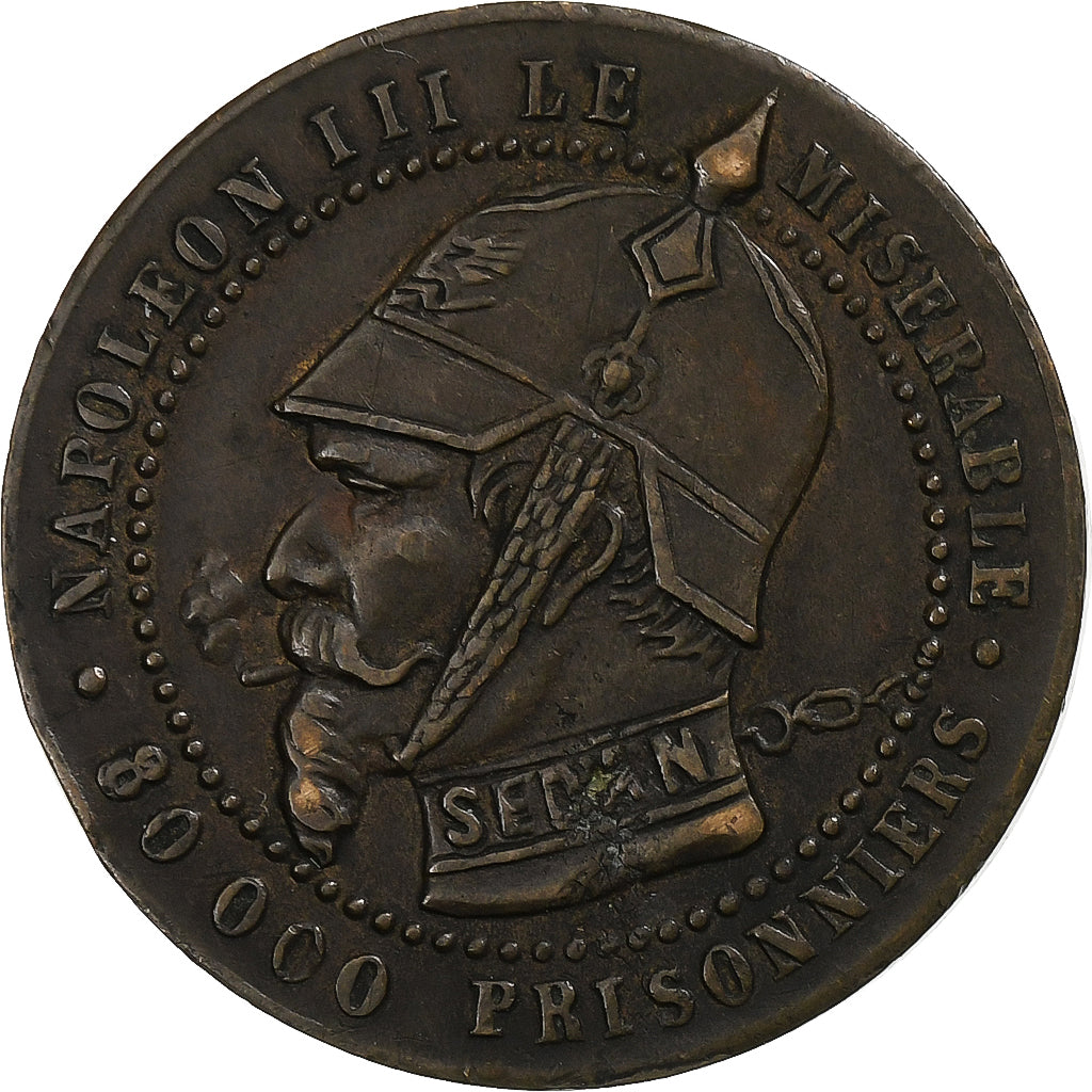 France, Napoleon III, 5 Centimes, 1870, Paris, Satirique, Bronze, EF(40-45)